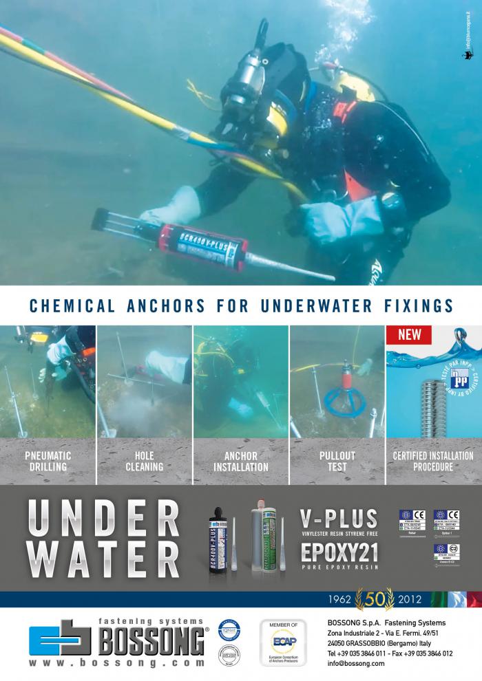 Bossong chemical anchors for underwater fixings